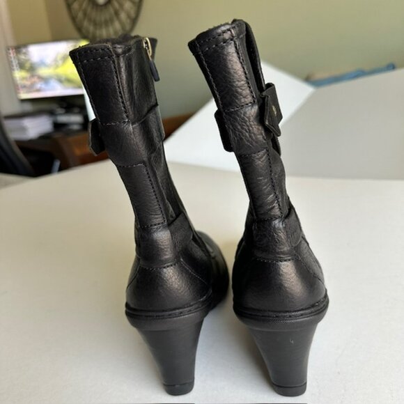 Timberland Stratham Height Mid wedge Black Leather boots, size 9.5W - Picture 6 of 10